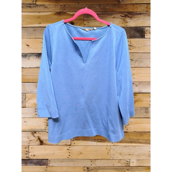 Soft Surroundings Tops - Soft Surroundings Light Blue Split Neck 3/4 Sleeve Knit Top Size XL